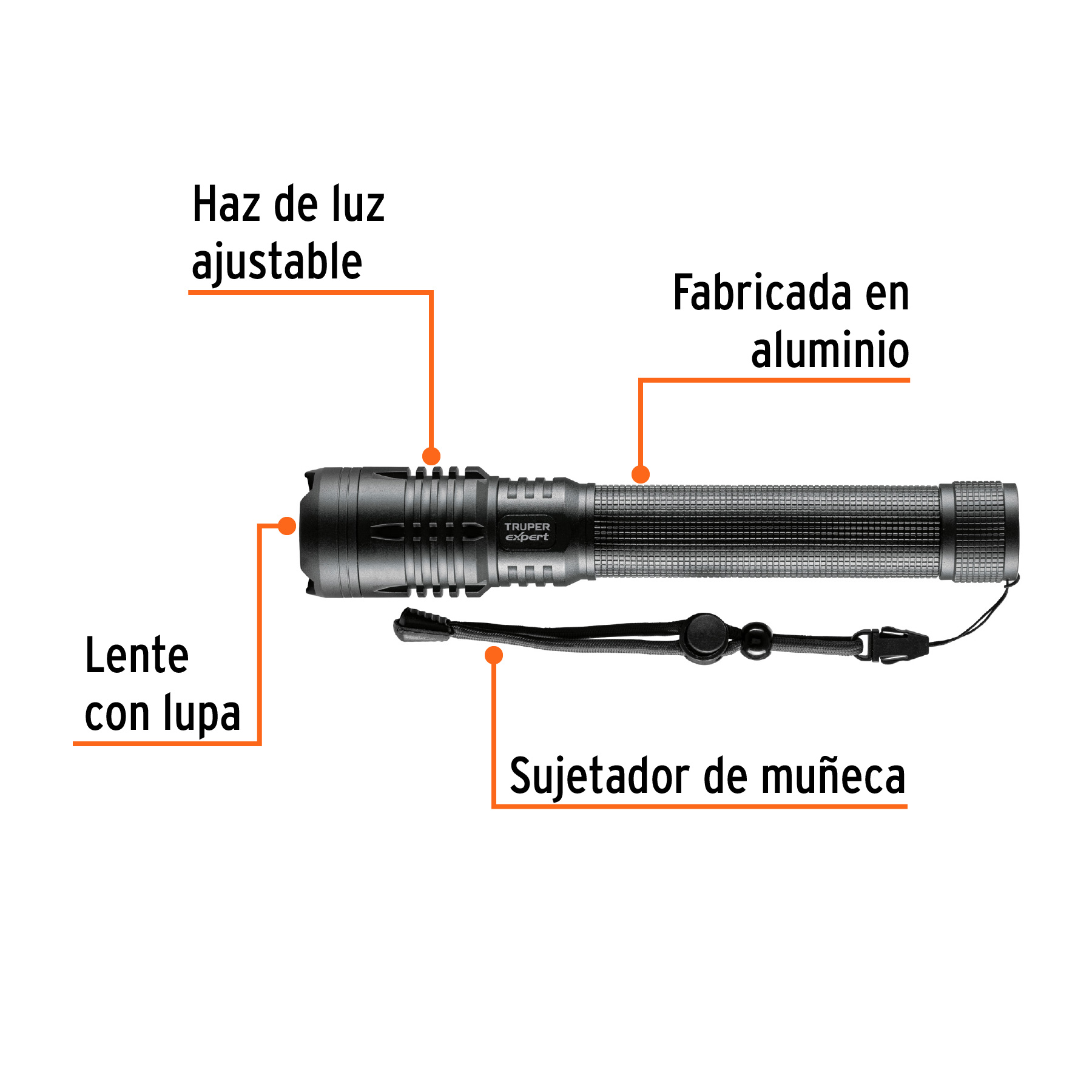 Linterna LED recargable, 2000lm Truper Expert 16779 (Código-29562) - Imagen 3