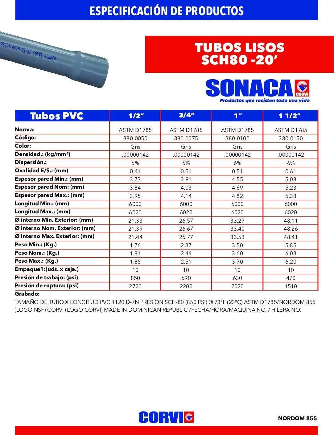 Tubería PVC SCH-80 (desde 1/2 hasta 3) - Imagen 3