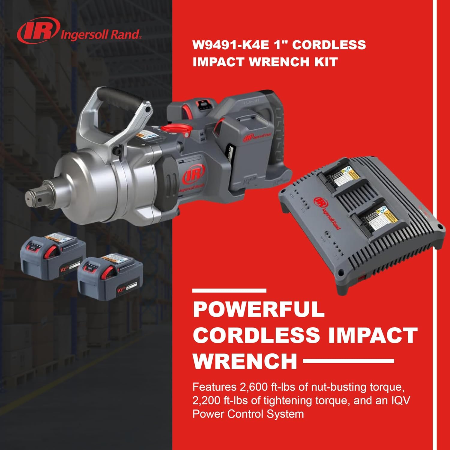 Llave impacto inalamb. Ingresoll Rand W9491-K4E 20V (cod. 39701) - Imagen 2