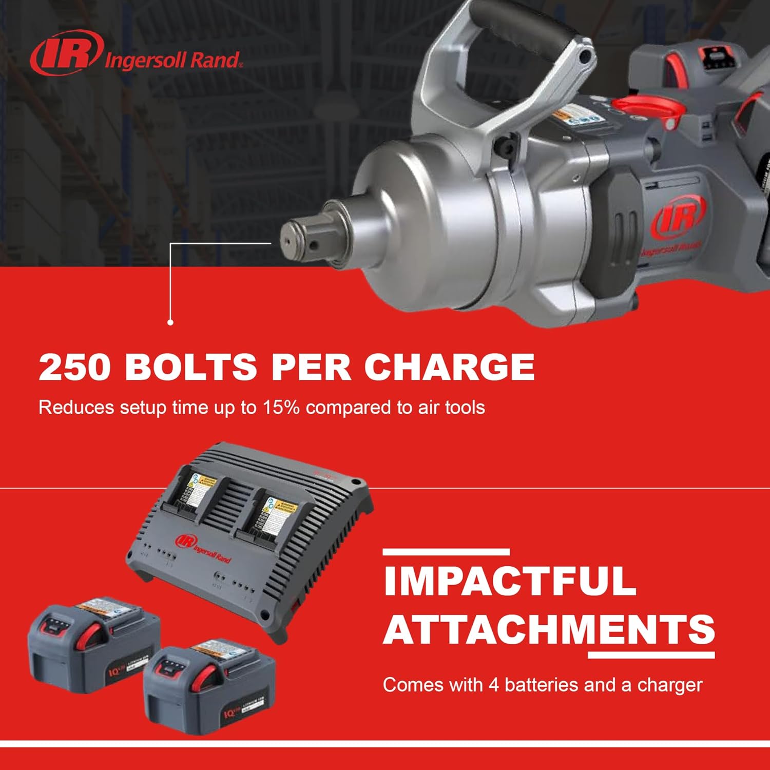 Llave impacto inalamb. Ingresoll Rand W9491-K4E 20V (cod. 39701) - Imagen 3