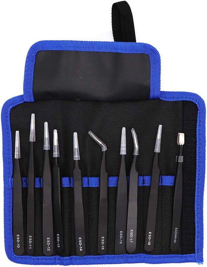 Jgo. Pinzas ESD precisión 10 pcs. antiestética (cod. 39564)