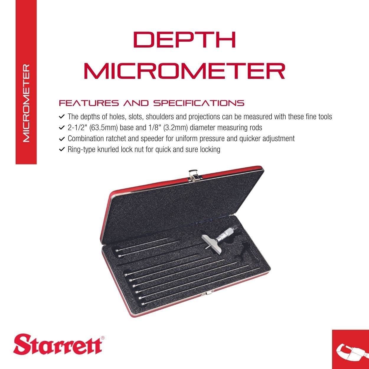 Micrómetro profundidad Starret de 0-9" (cod. 39412) - Imagen 2