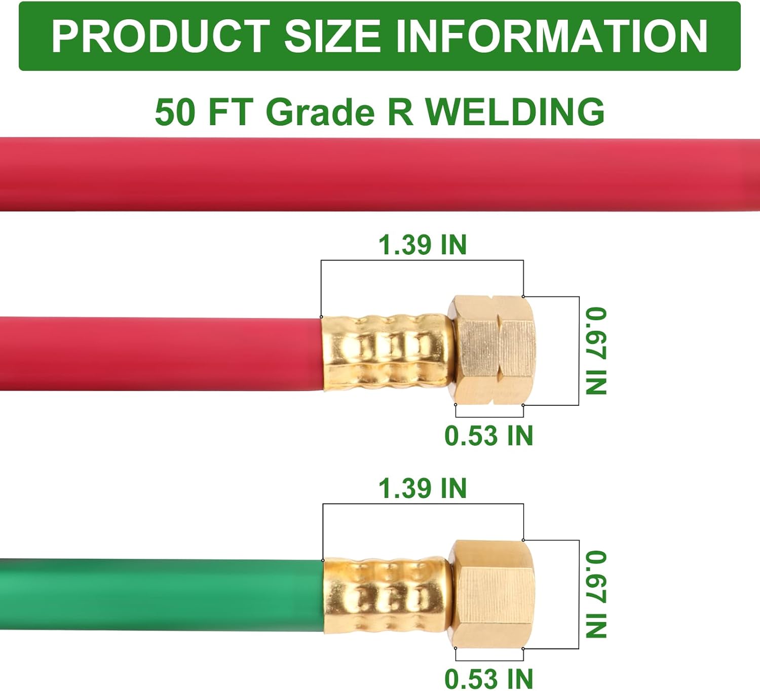 Manguera doble p/acetileno-oxigeno TAISHER 1/4"x50Ft. (cod. 39912) - Imagen 2