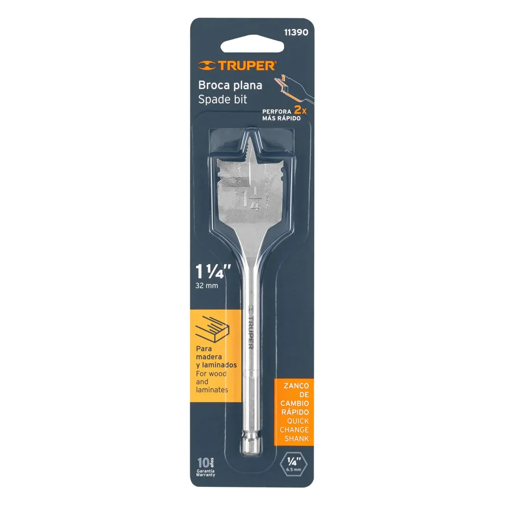 Barrena plana 1-1/4 Truper p/madera BPT-1-1/4 (cod. 1571)