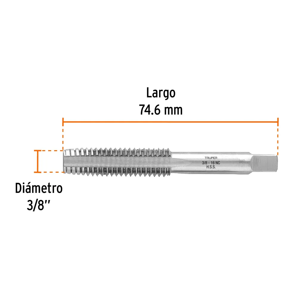 Macho p/hacer rosca 3/8" Truper MT-3/8x16 (cod. 10228)