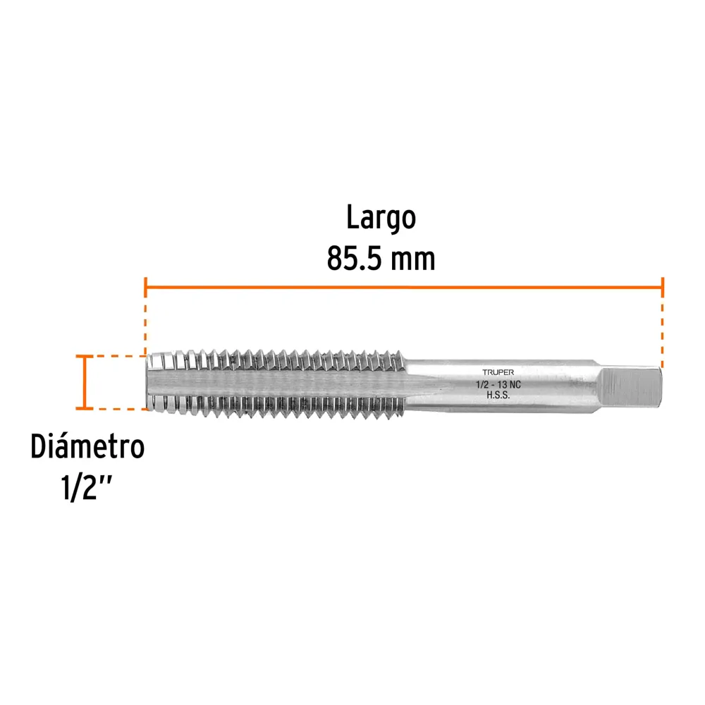 Macho p/hacer rosca 1/2" Truper MT-1/2x13 (cod. 10243)