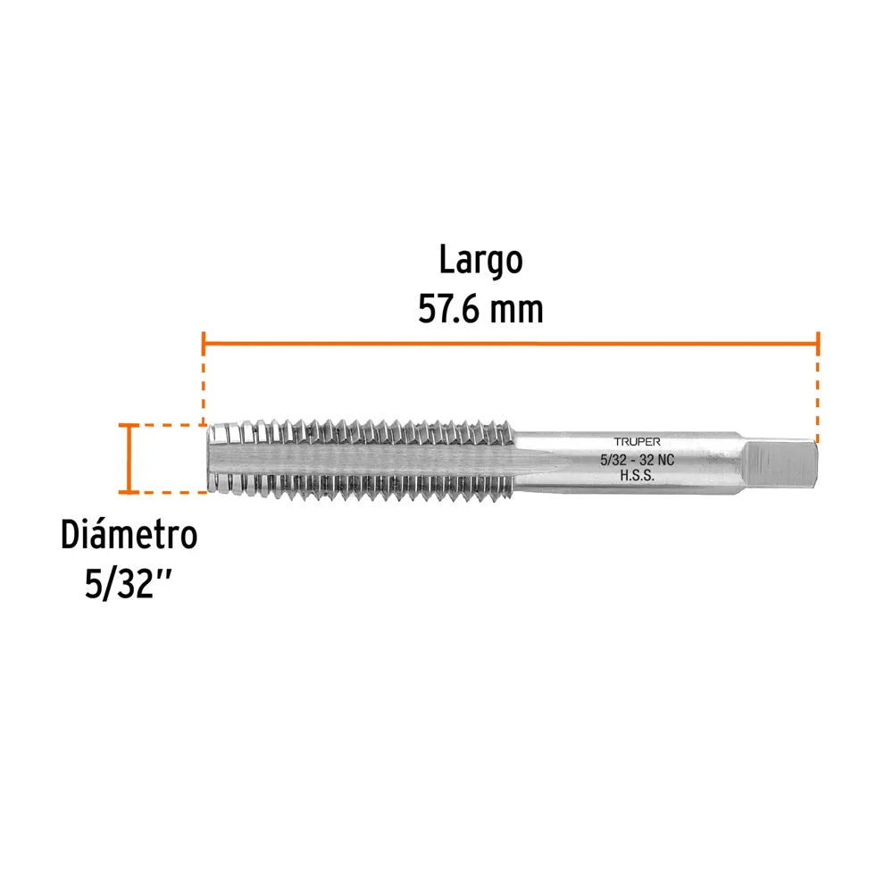 Macho p/hacer rosca 5/32" Truper MT-5/32x32 (cod. 10231)