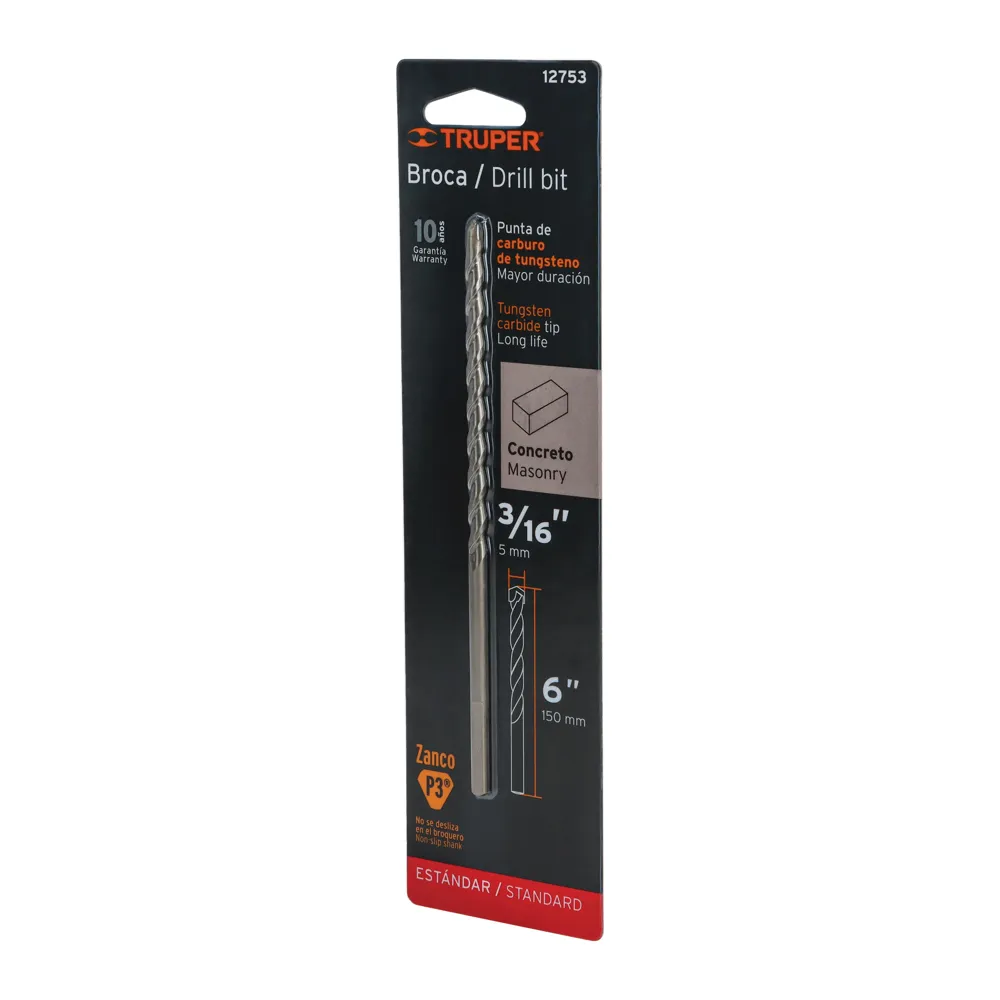 Barrena p/concreto Truper 3/16"x6" BCT-3/16x6-B (cod. 1597)