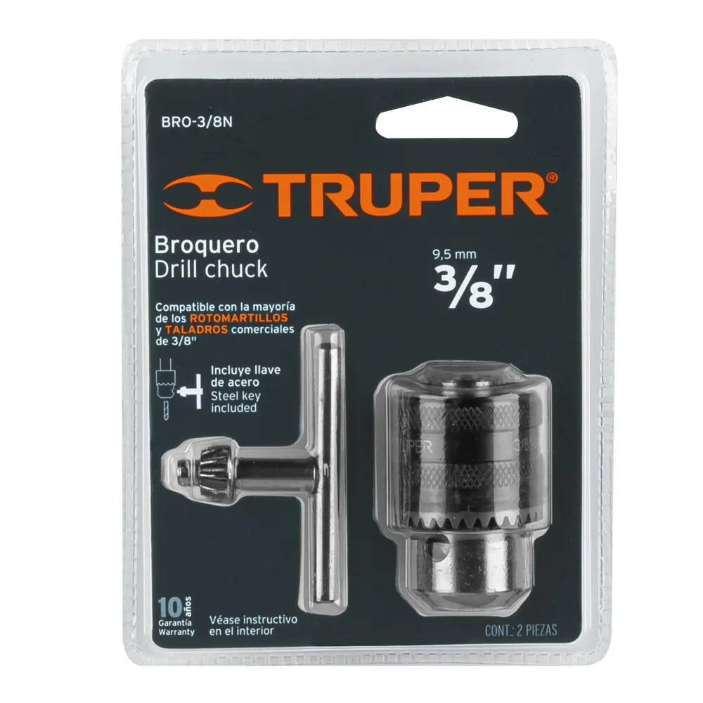 Mandril 3/8" Truper c/llave BRO-3/8N (cod. 10369)
