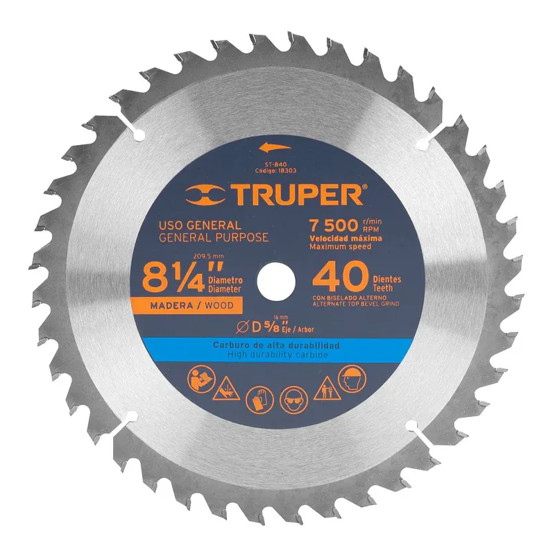 DISCO D/ SIERRA CIRCULAR (8 1/4X24) (7 1/4X40)MM TRUPER 5/8