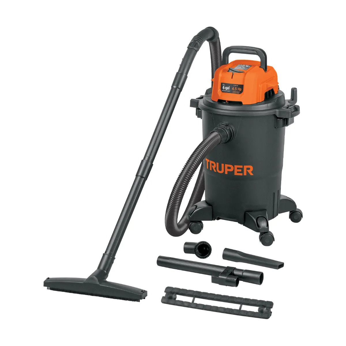 Aspiradora de sólidos y líquidos, 6 gal, plástica, negra TRUPER (102964)