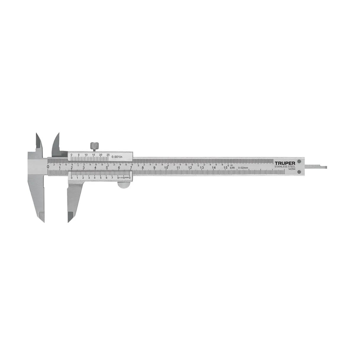 Calibrador vernier analógico 6", acero inox, std y mm,TRUPER (14394)