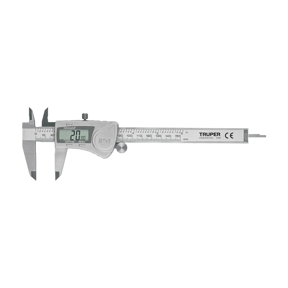 Calibrador vernier digital 6", acero inox, std y mm, TRUPER (14388)