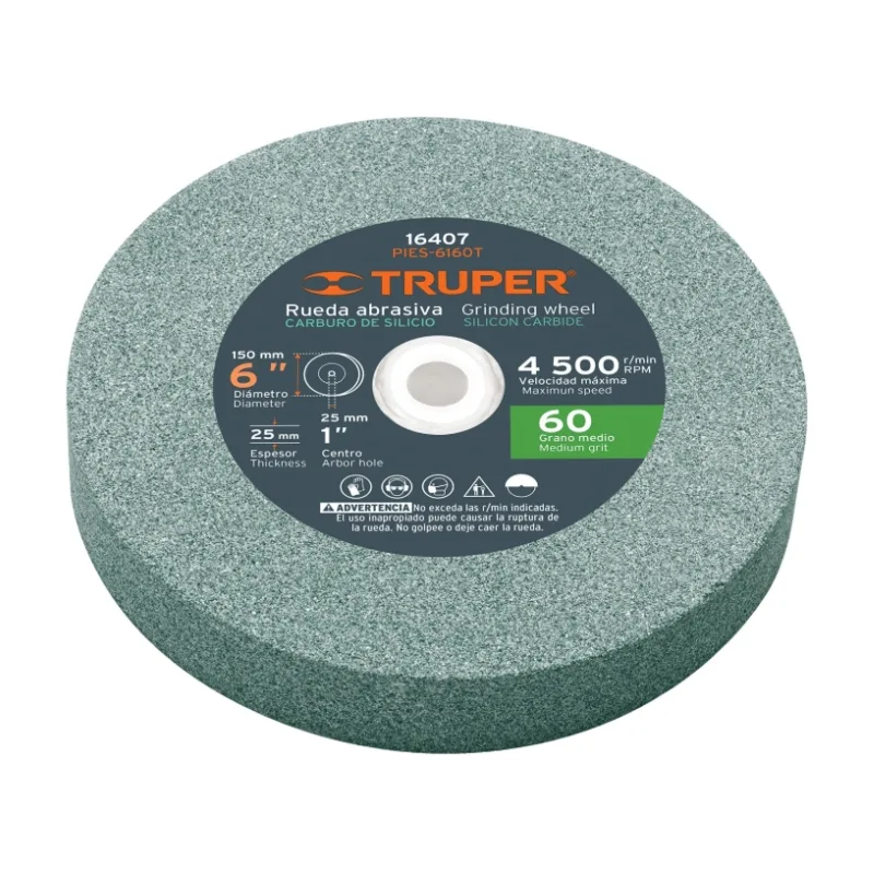 Rueda abrasiva p/esmeril 6"x25mm, carburo silicio, grano 60