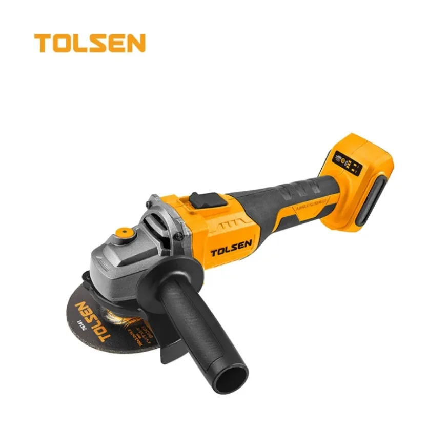AMOLADORA ANGULAR INALÁMBRICA SIN ESCOBILLAS DE IONES DE LITI DE 20V (TOLSEN)