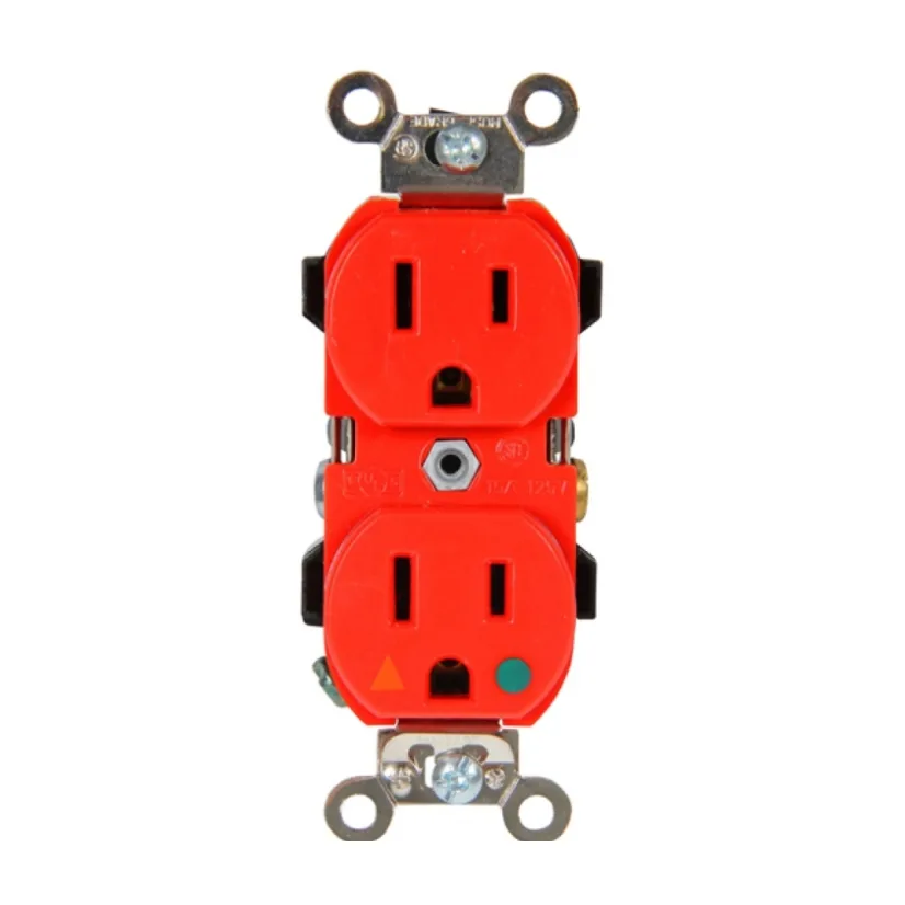 TOMACORRIENTE DOBLE TIERRA AISLADA 15A 125V NARANJA LEVITON