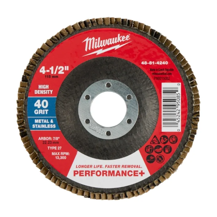 Disco de flapper de 4-1/2" x 7/8" 40 Grit Performance + High Density - Tipo 27 (48-81-4240)
