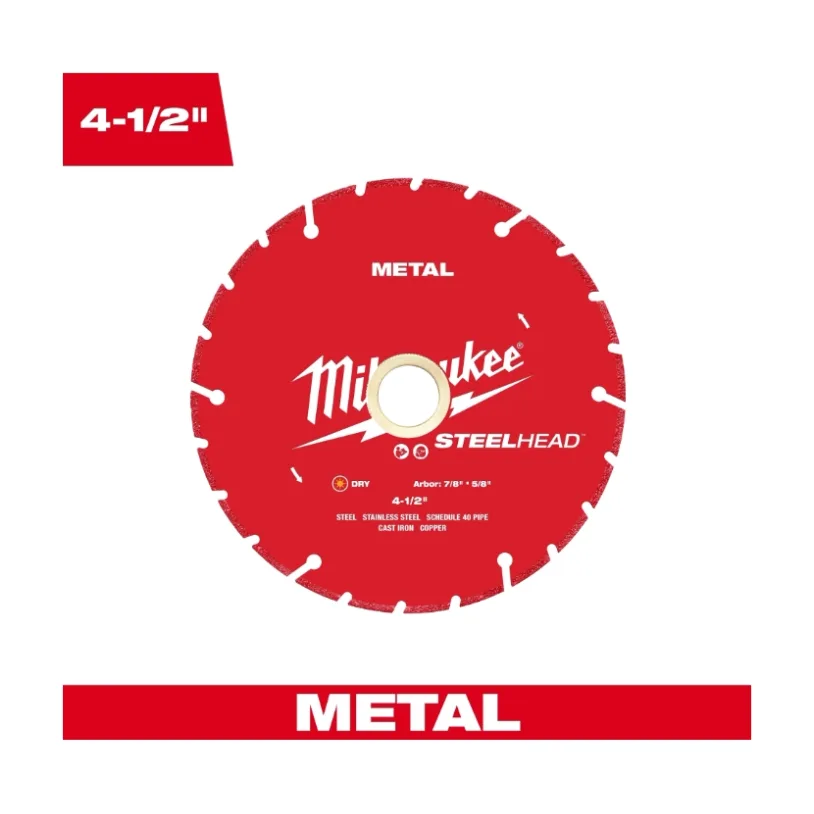 Disco diamantado para cortar metal STEELHEAD Milwaukee de 4-1/2” (49-93-7805)