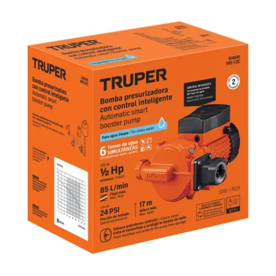 Bomba presurizadora con control inteligente 1/2 HP, TRUPER (104545)