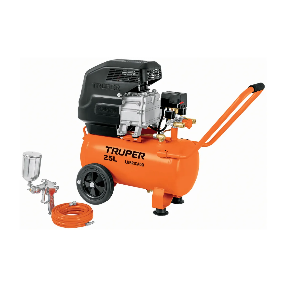 Kit compresor 25L, manguera y pistola grav, 127 V, TRUPER (100300)