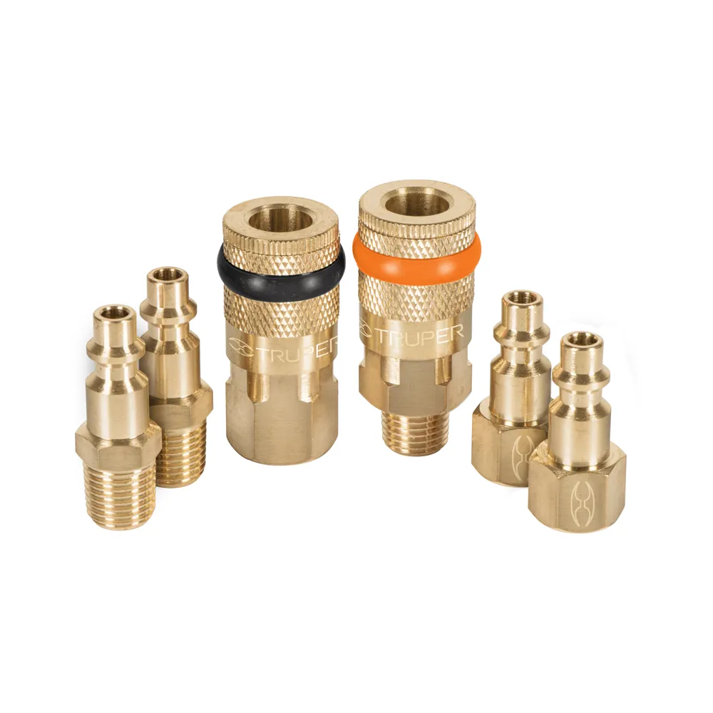 Jgo. acoples y conectores rápidos Truper de latón de 6 pcs. (código-8692)