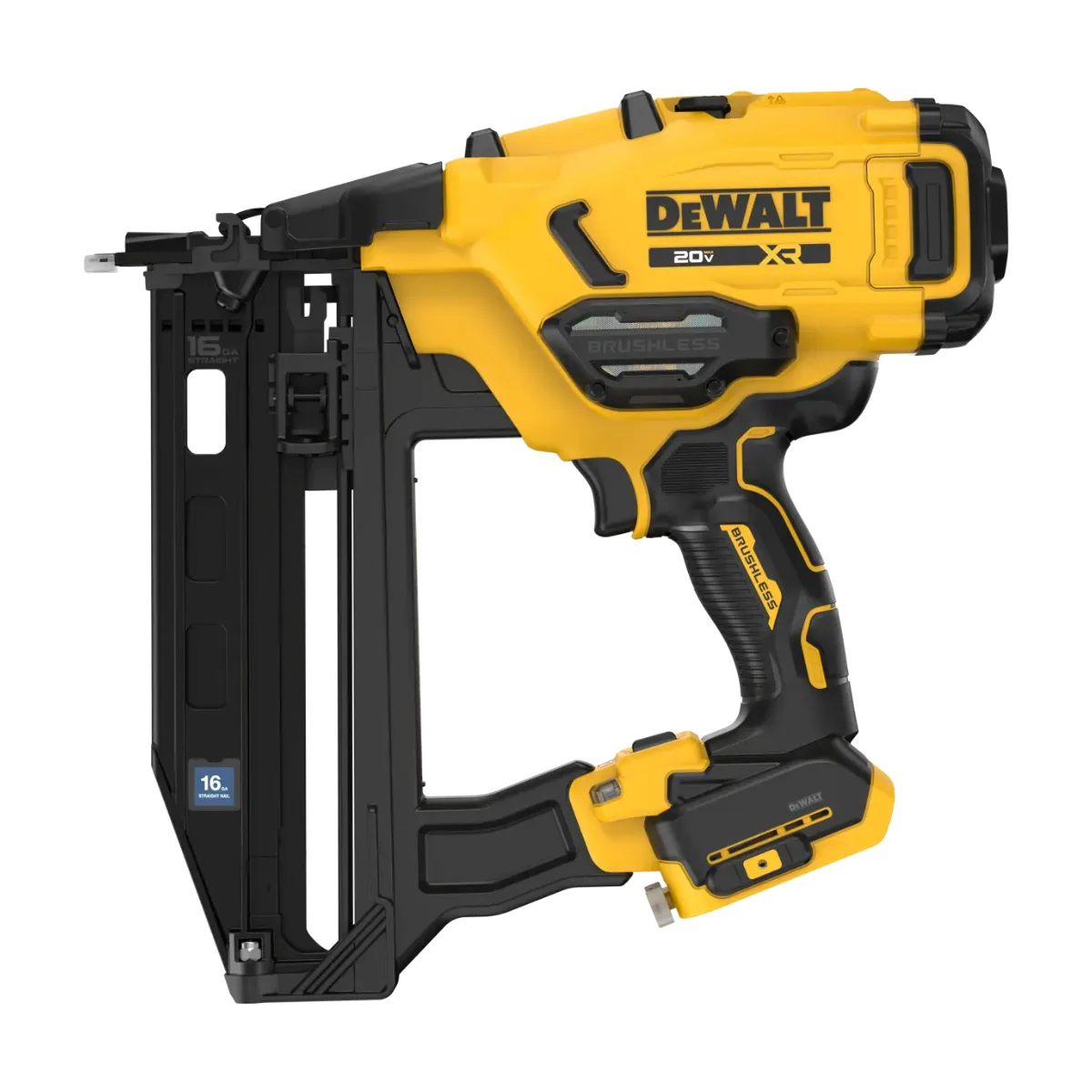 Pistola de clavos inalámbrica 16GA de acabado recto 20V max* XR (solo herramienta) Dewalt (DCN220B)
