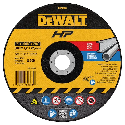 Disco corte 7"x0.45"x7/8" Dewalt DW8065 Z (código-30407)