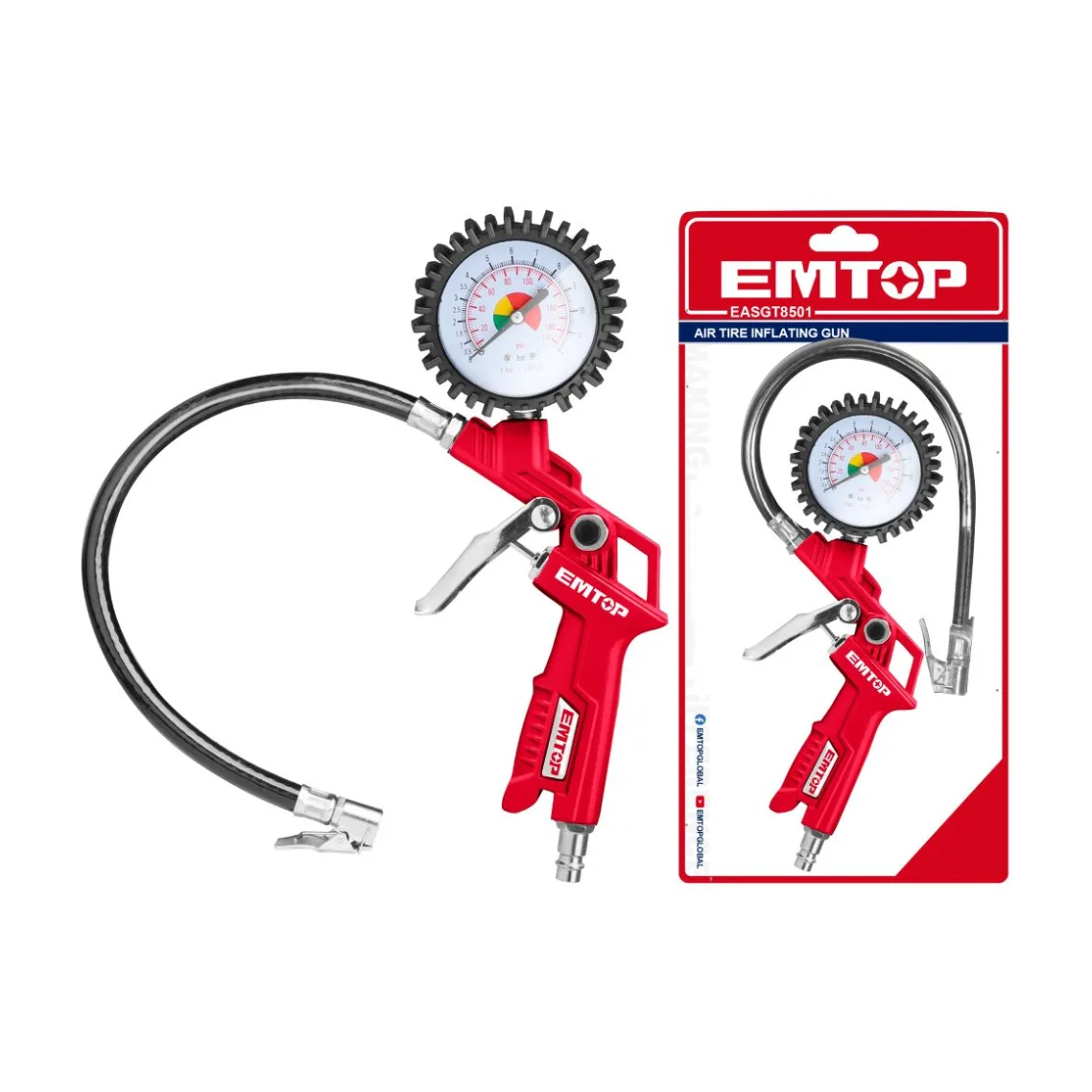 Inflador Con Manómetro EMTOP (EASGT8501)