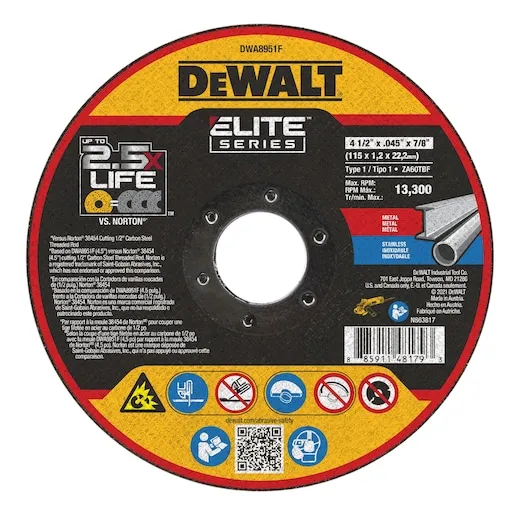 Disco corte 4-1/2"x0.45"x7/8" Dewalt DWA8951F (código-30408)