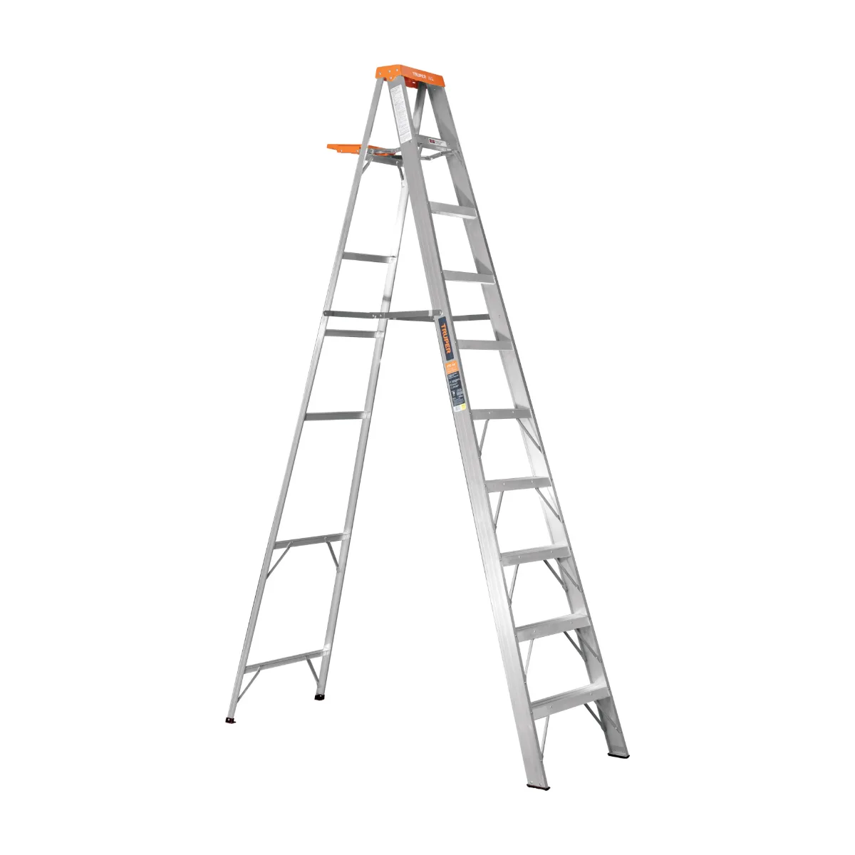 Escalera de tijera, tipo II, 9 peldaños y bandeja, TRUPER (10436)