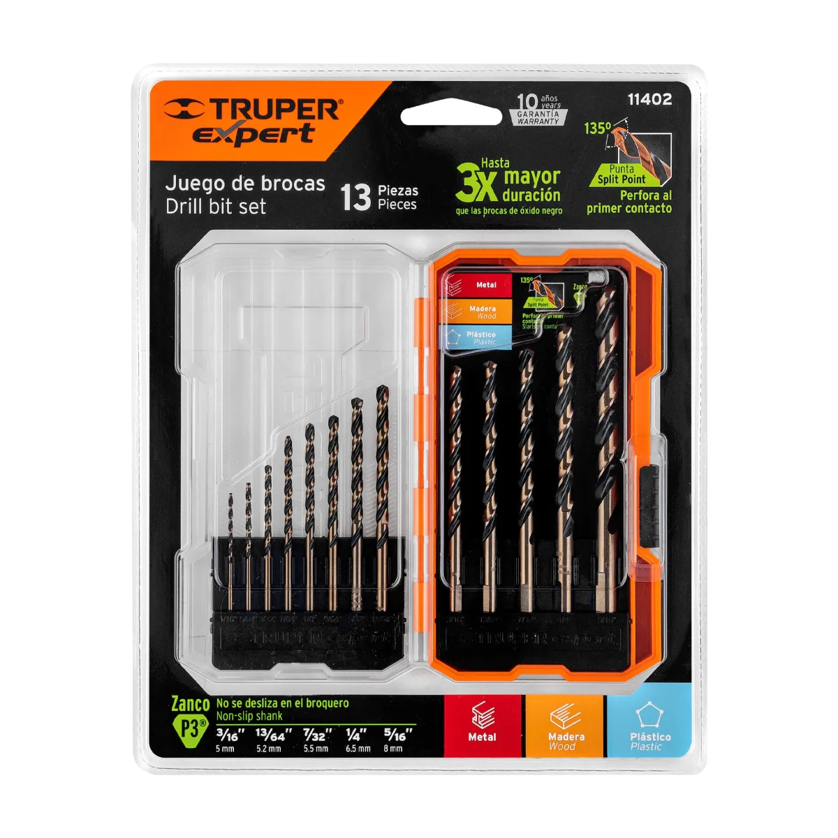 Juego de 13 brocas HSS para metal en estuche, TRUPER EXPERT (11402)