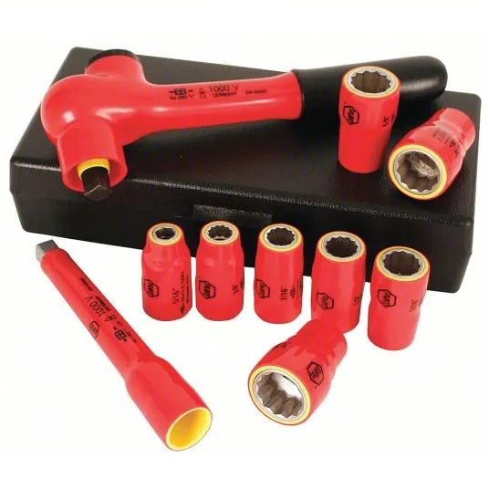 Jgo. Cubos 3/8" aislados WIHA 10pc. de 5/16" a 3/4" c/llave (cod. 39764)