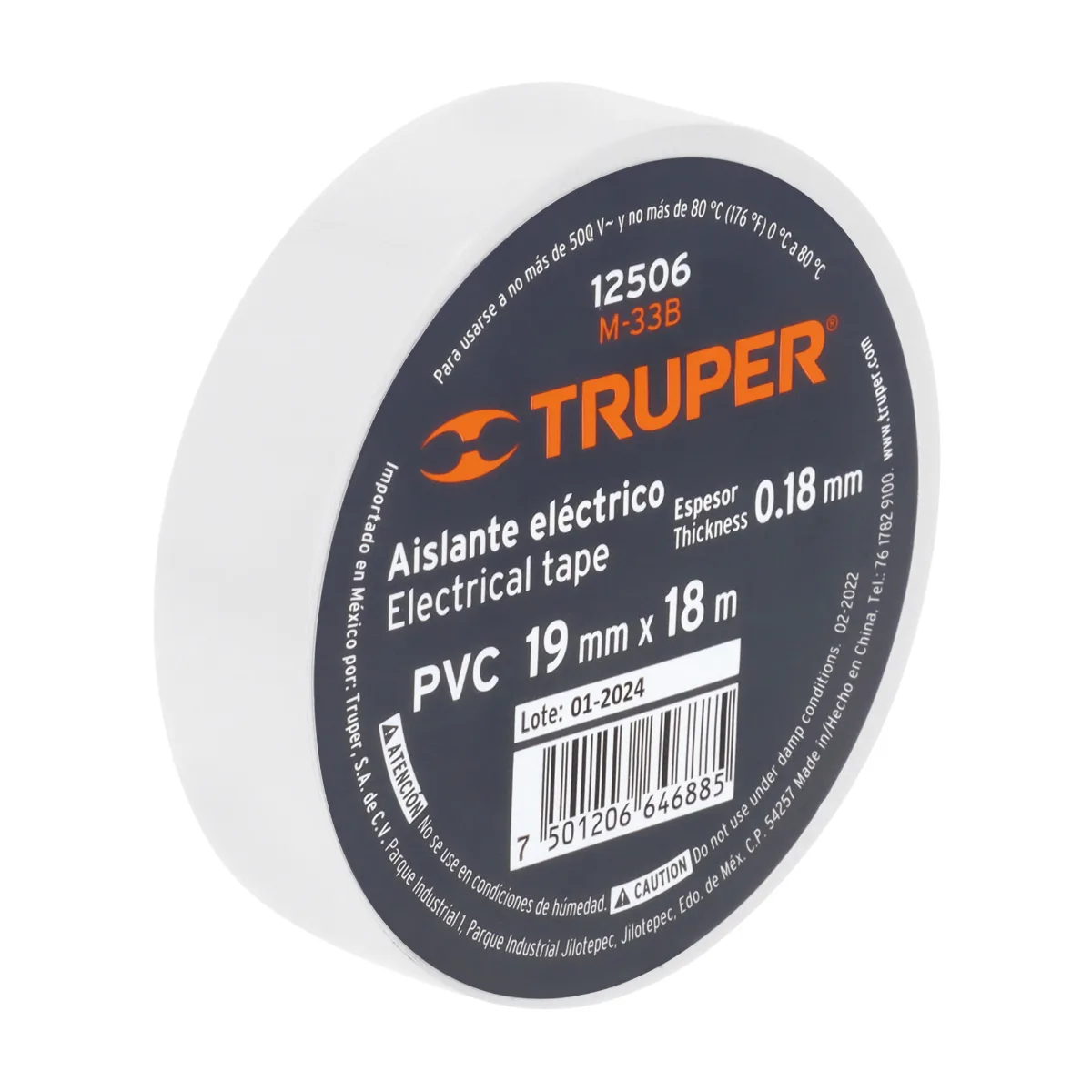 Tape de 18 m x 19 mm, blanco, TRUPER (12506)