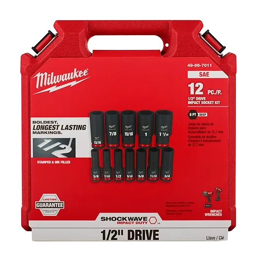 Jgo. Cubo impacto 1/2" Milwaukee 12Pcs. 49-66-7011 (cod. 39973)