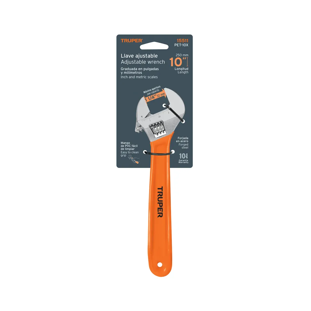 LLAVE AJUSTABLE 6" 10" 12" C/ FORRO TRUPER CD-(15509, 11, 12)
