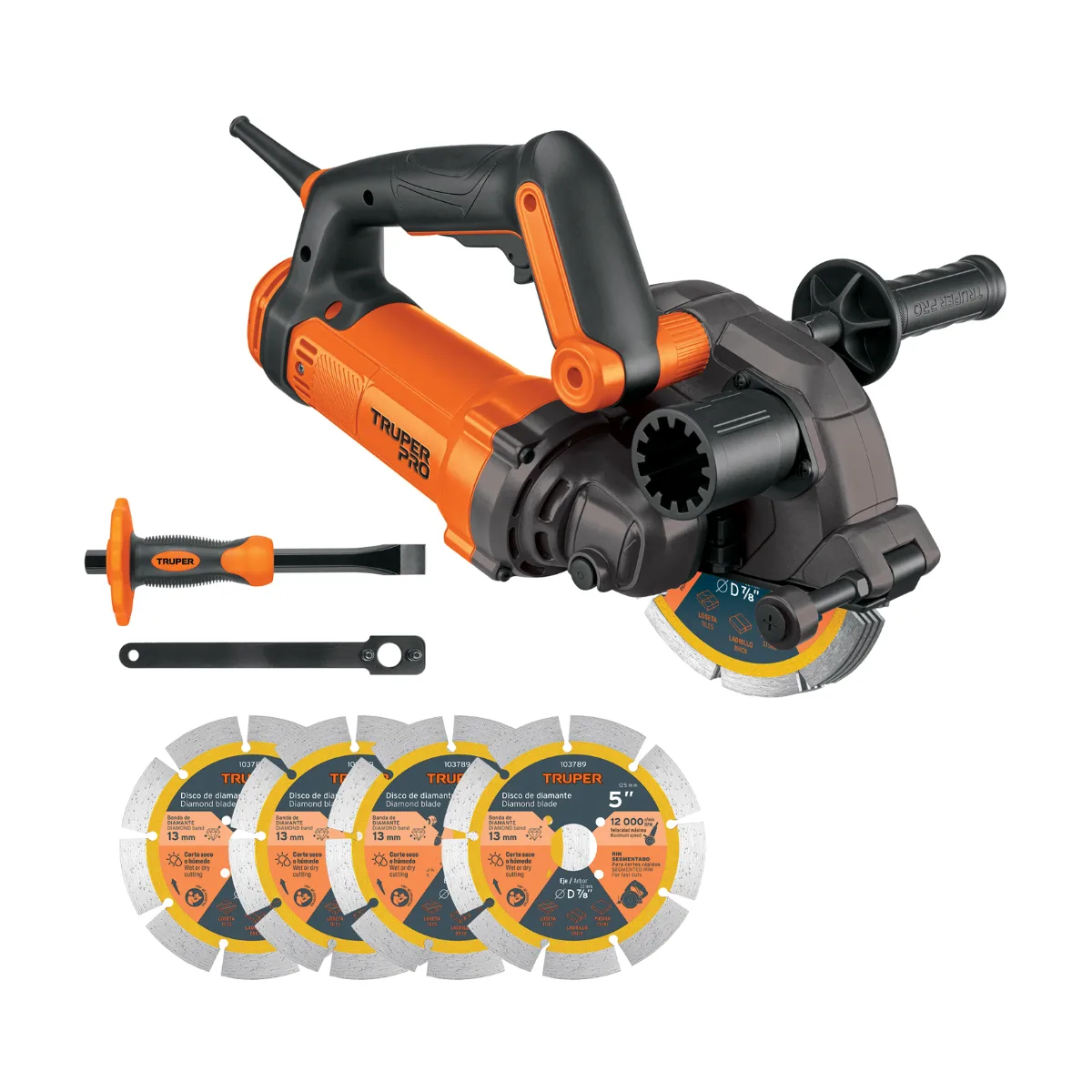 Sierra ranuradora de concreto 5", 1500 W, TRUPER PRO (103474)