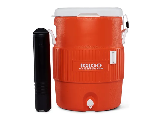 Termo Igloo 10 Galones 37,9 lts. Naranja c/portavasos (código-26840)