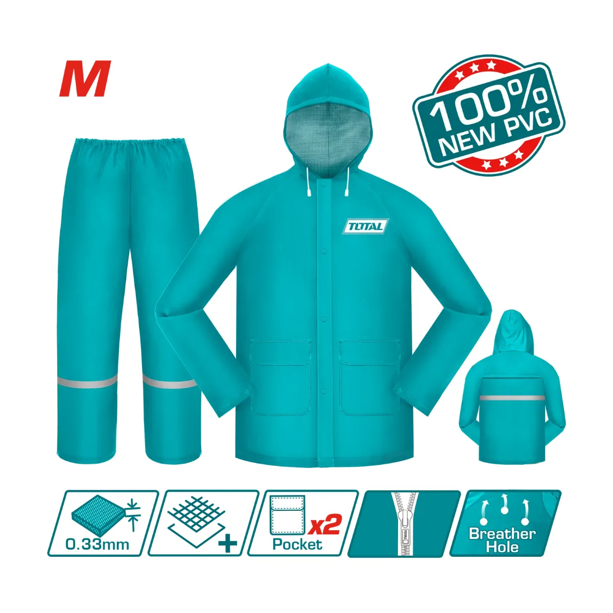 Traje Impermeable PVC y Poliéster Talla M 0.33mm TOTAL (THTRS031.M)