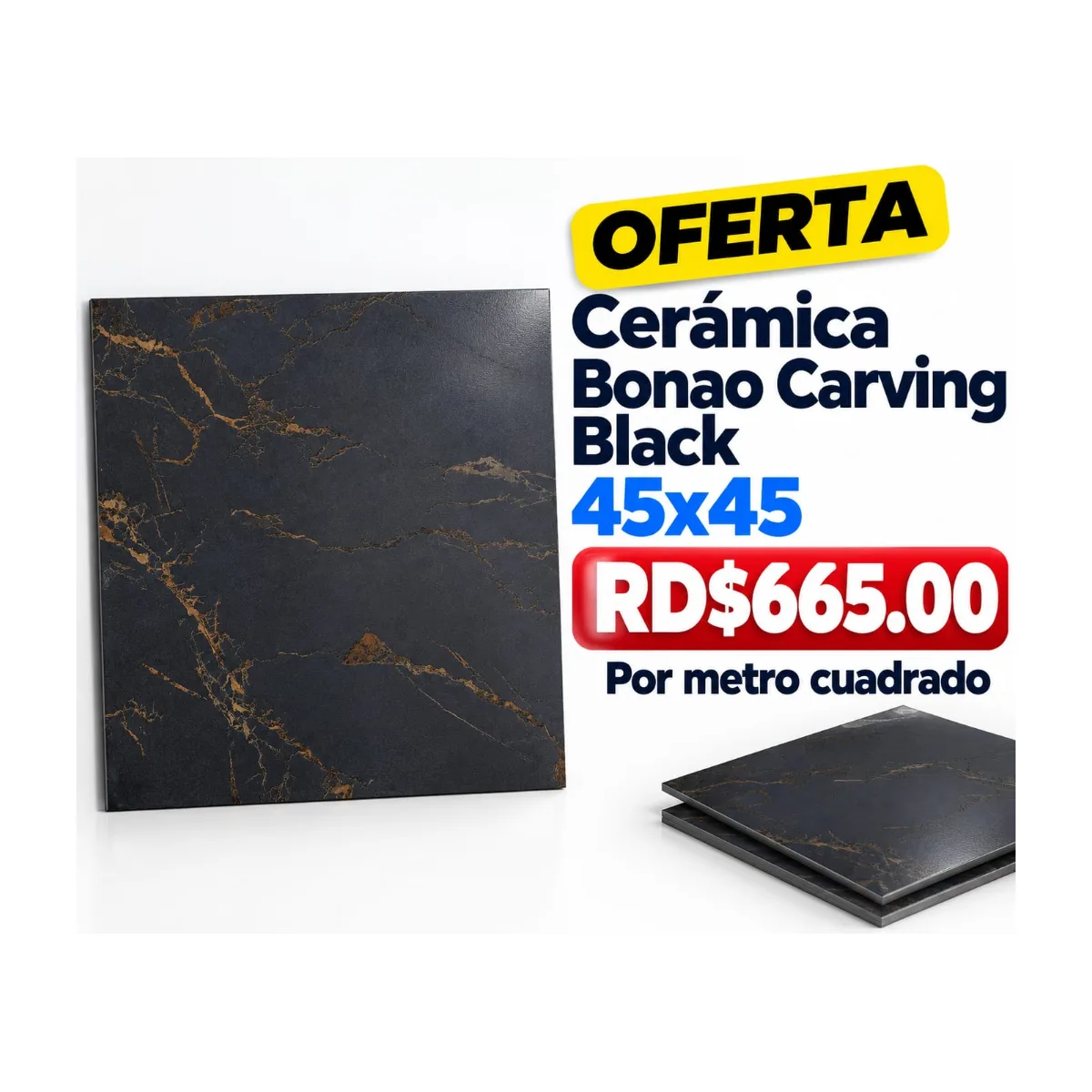 CERAMICA BONAO CARVING BLACK 45X45