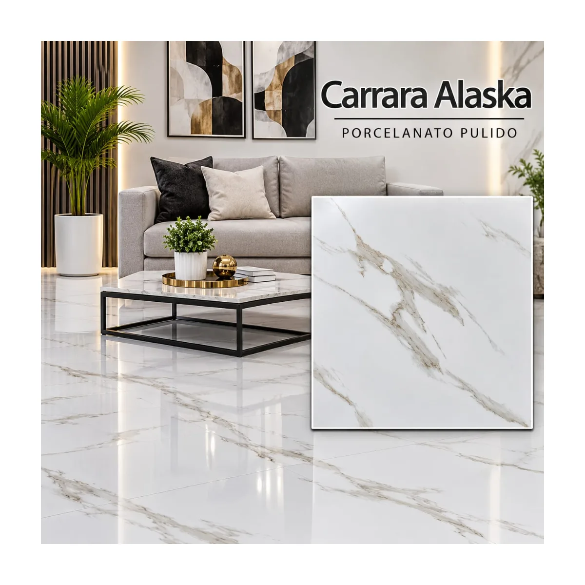 PORCELANATO CARRARA ALASKA PULIDO 60X60 HINDU