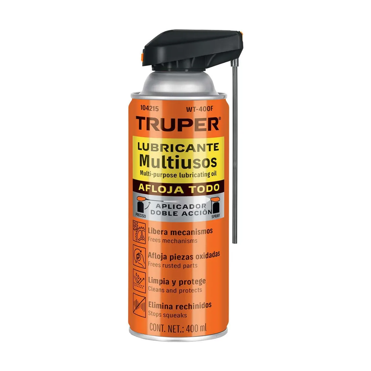Lubricante multiusos aerosol aplicador doble acción, 400 ml (TRUPER)
