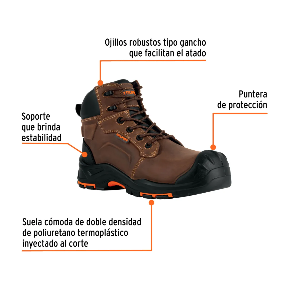 Botas de seguridad café, casquillo de aramida, TRUPER (15475)