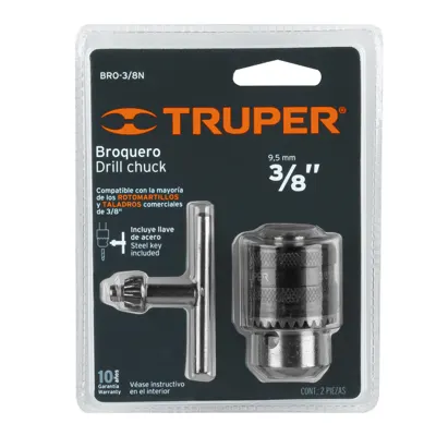 Mandril 3/8" Truper c/llave BRO-3/8N (cod. 10369)