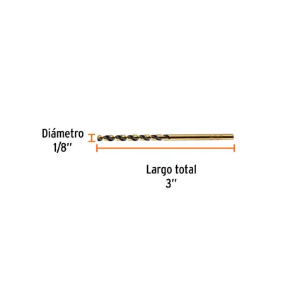 Barrena p/metal HSS Truper 1/8" BAV-1/8 (cod. 1291)