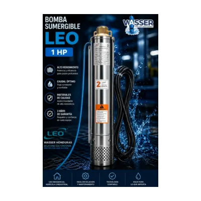 BOMBA SUMERGIBLE LEO 1 HP 110V C/ CABLE ALAMBRE 30MT