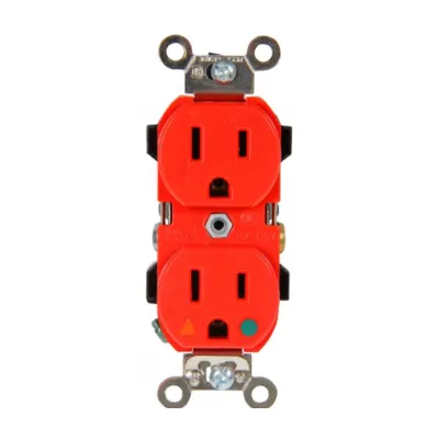 TOMACORRIENTE DOBLE TIERRA AISLADA 15A 125V NARANJA LEVITON