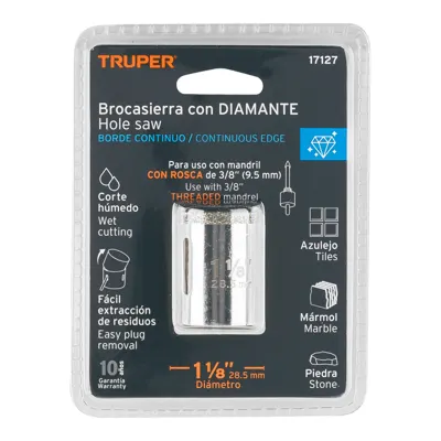 Barrena sierra diamante 1-1/8" Truper COAZ-1-1/8 (cod. 1298)