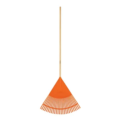 Escoba plástica flexible p/jardín, 26 dientes, mango 48" (código-14340)