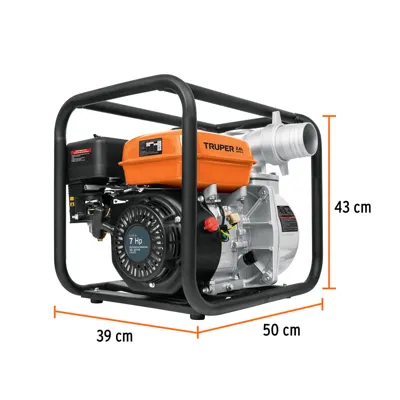 Motobomba autocebante 3" a gasolina 7 HP, TRUPER (código-32199)