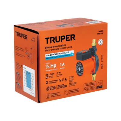 BOMBA PRESURIZADORA TRUPER 1/6 HP COD-14635 (Codigo-24565)